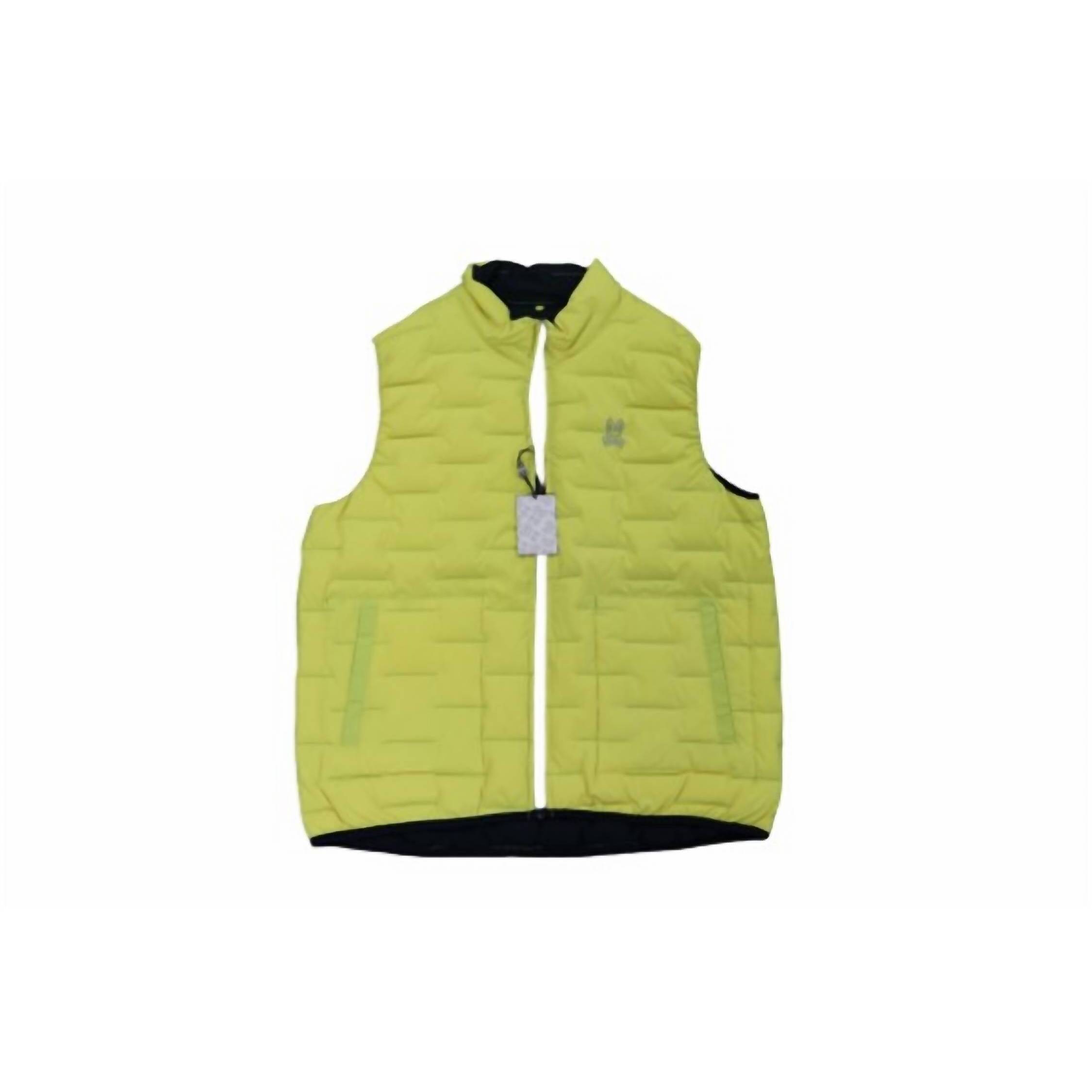 New Psycho Bunny Men's Spencer Reversible Down Vest In Neon Bolt